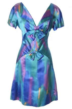 1960's Paul Whitney Vintage Watercolor Silk Dress