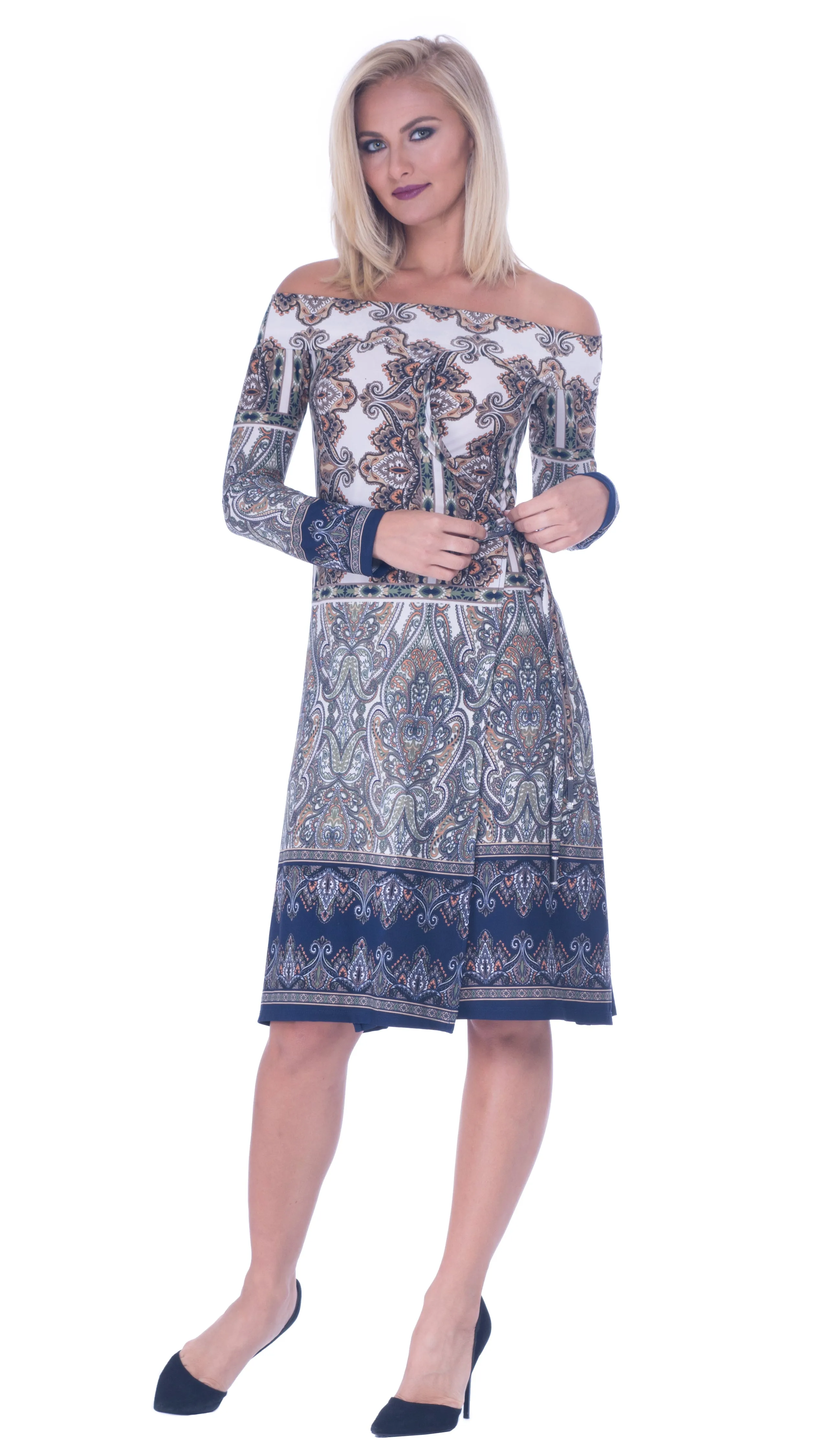 Cory Open Shoulder Overlay Dress