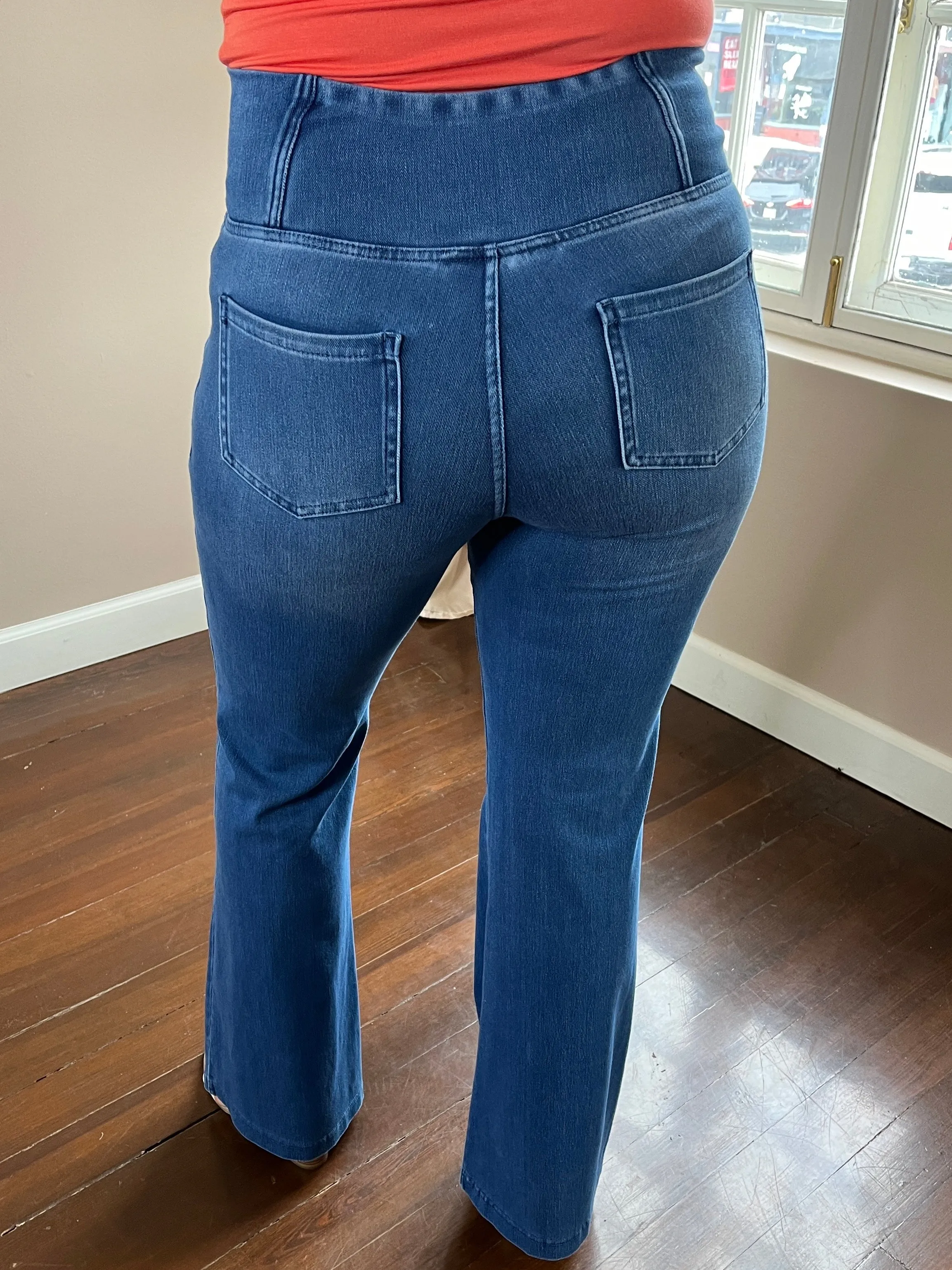 Denim V-Waist Flare Jeggings
