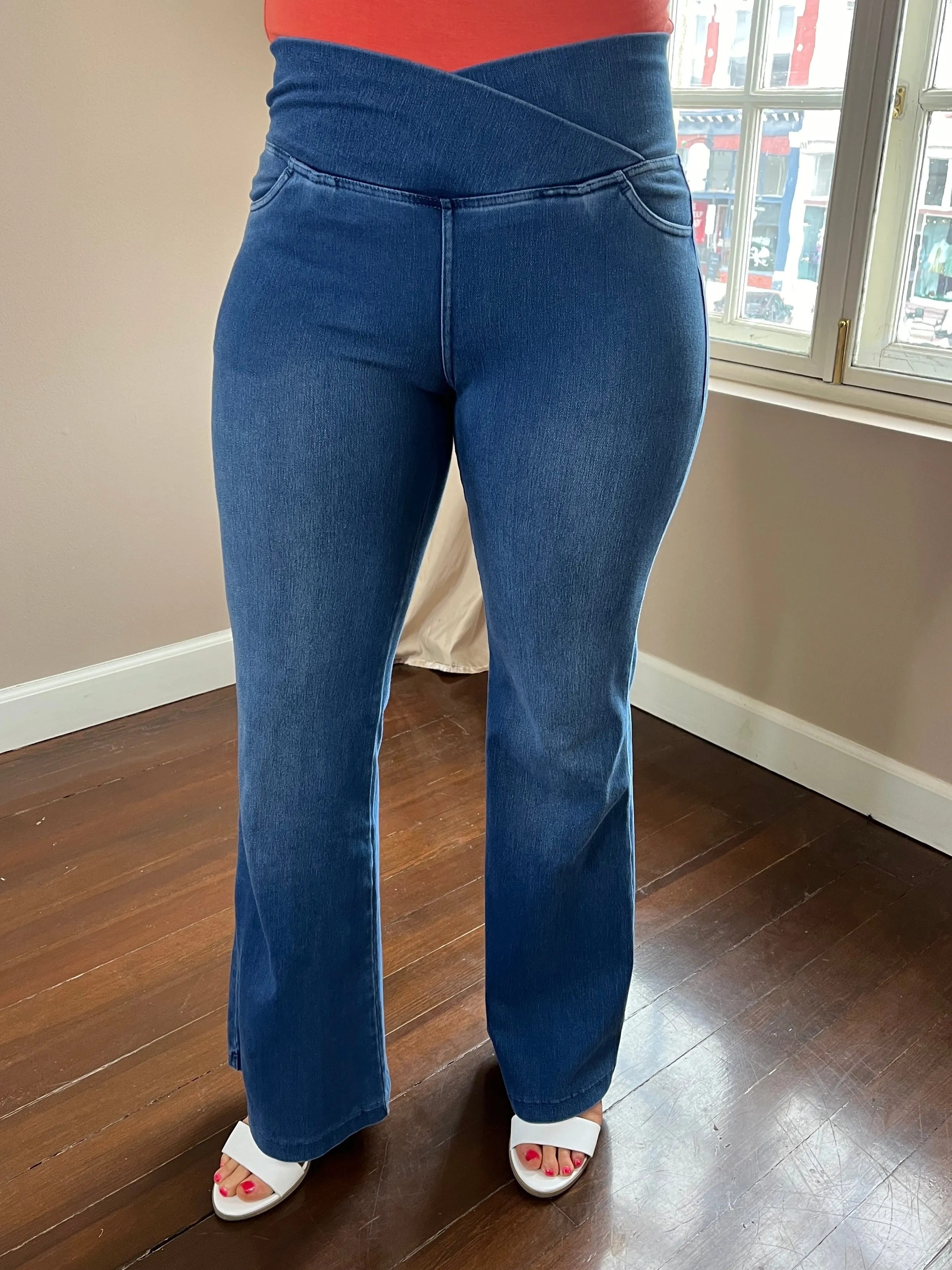 Denim V-Waist Flare Jeggings