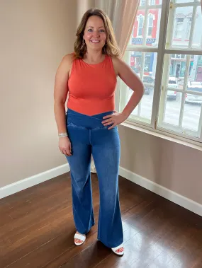 Denim V-Waist Flare Jeggings