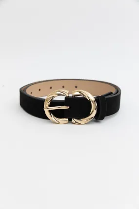 Double C Shaped Buckle Suede Belt
