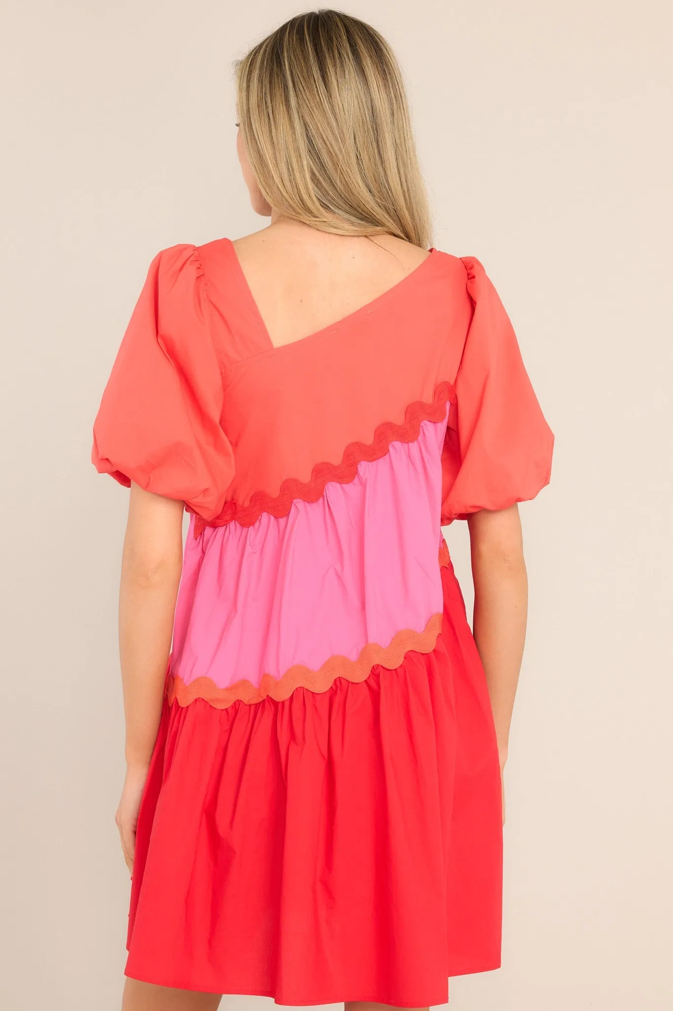 Everyone's Favorite Red Multicolor Rickrack Mini Dress