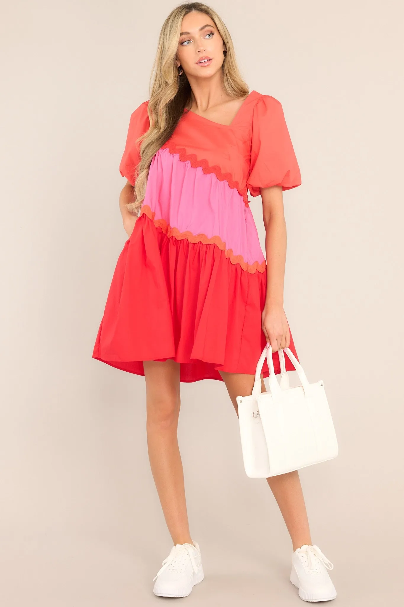 Everyone's Favorite Red Multicolor Rickrack Mini Dress
