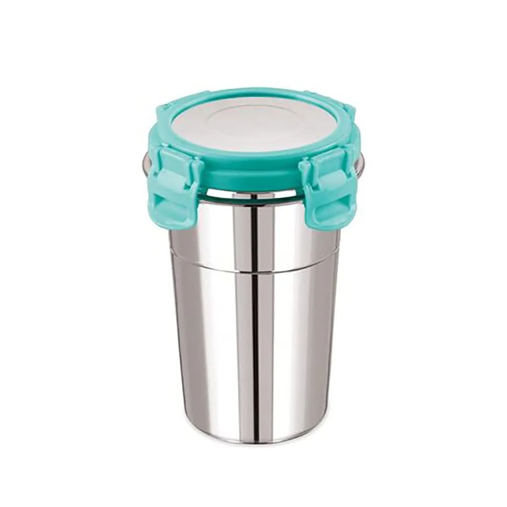 Foliam Stainless Steel Fusion Glass Tumbler with Stainless Steel Lid (Multicolor) (400  600 Ml)