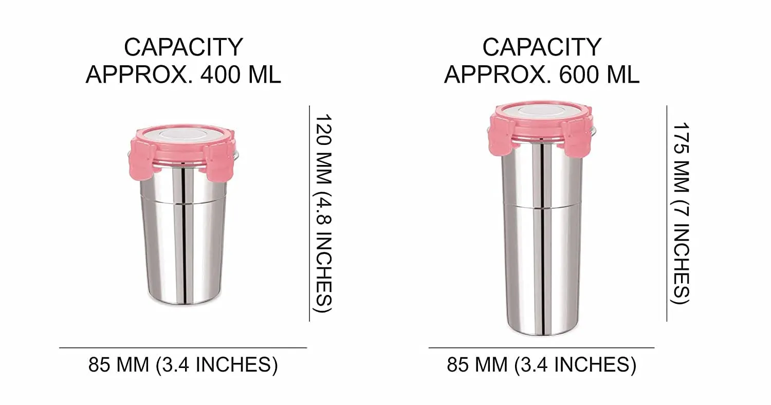 Foliam Stainless Steel Fusion Glass Tumbler with Stainless Steel Lid (Multicolor) (400  600 Ml)