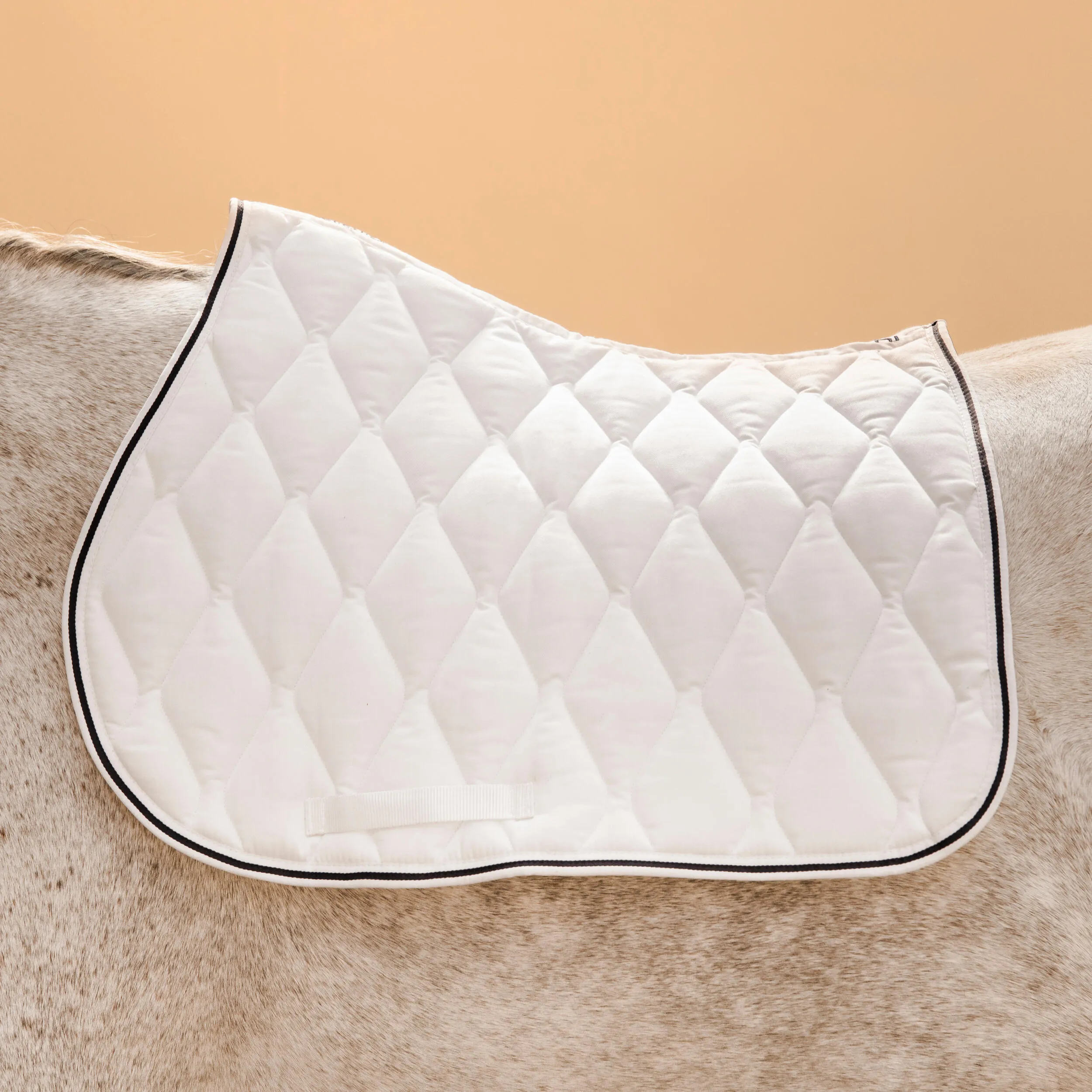 Fouganza 500 saddle pad for ponies and horses, white / black / blue