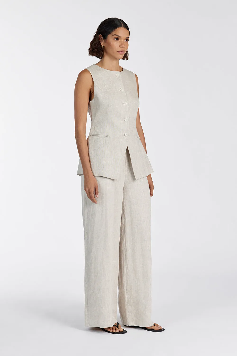 GINA NATURAL LINEN WAIST PANT