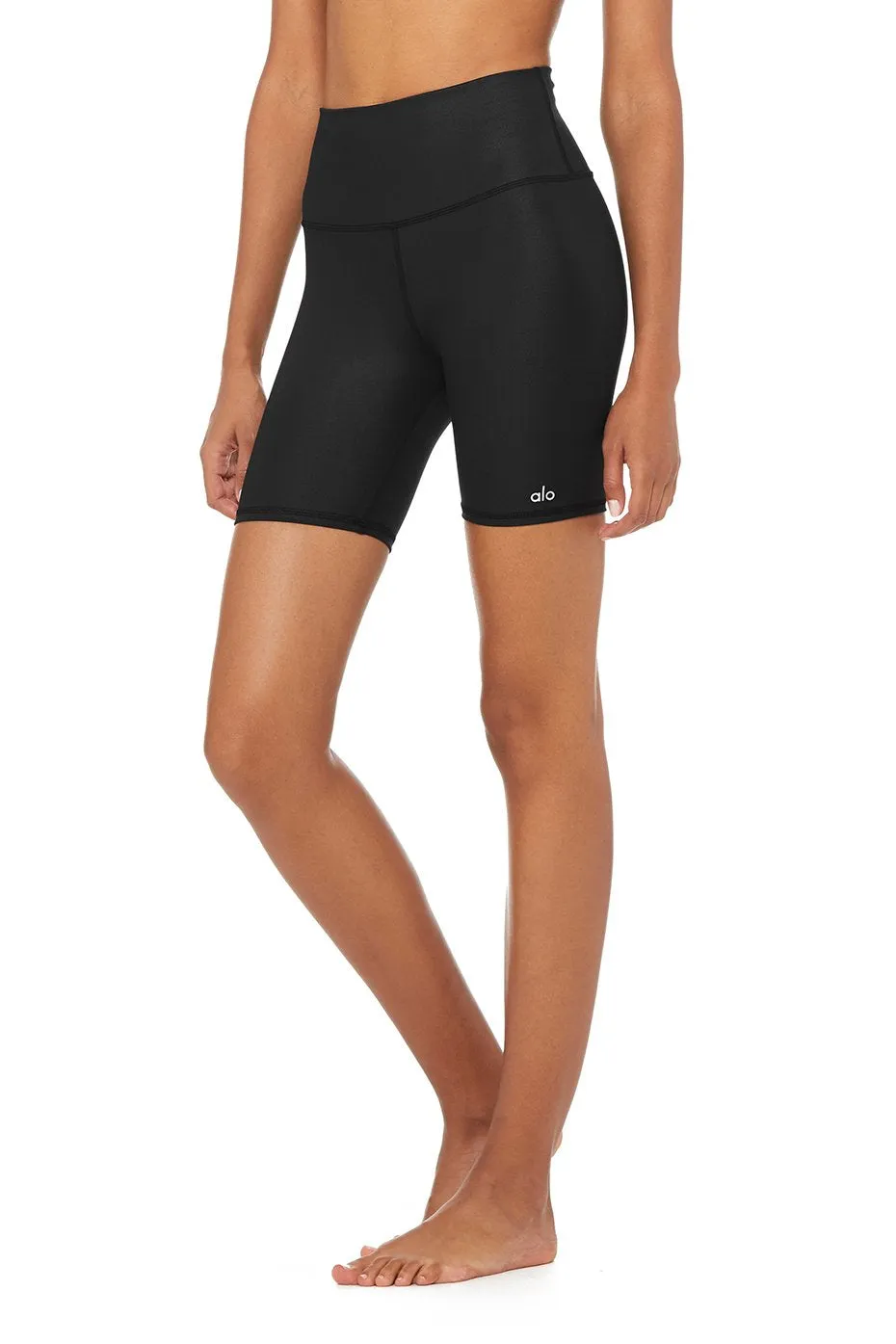 High-Waist Biker Short - Black Glossy