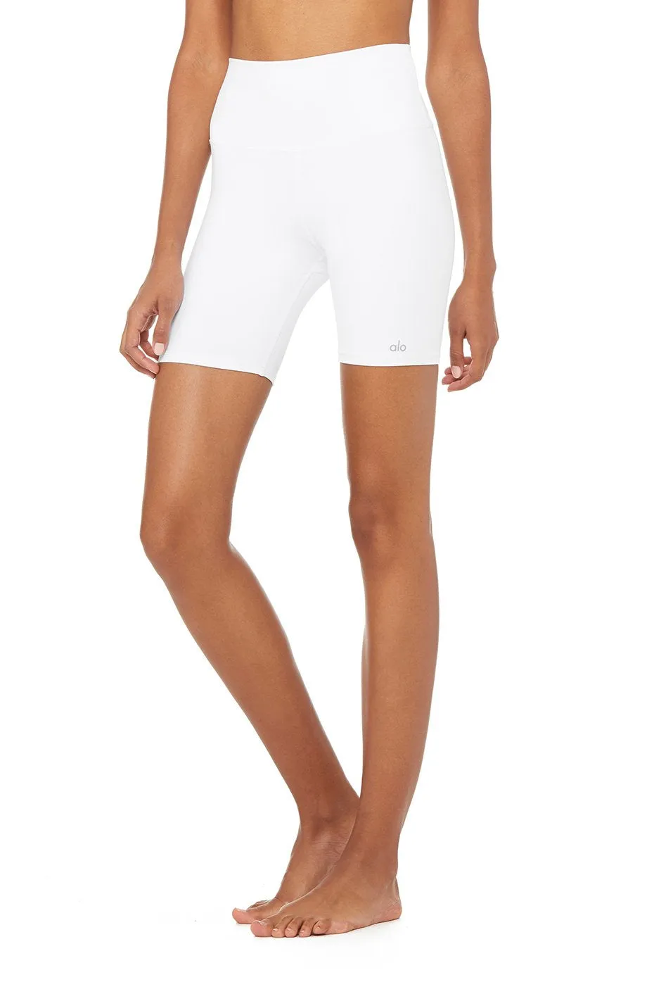 High-Waist Biker Short - White