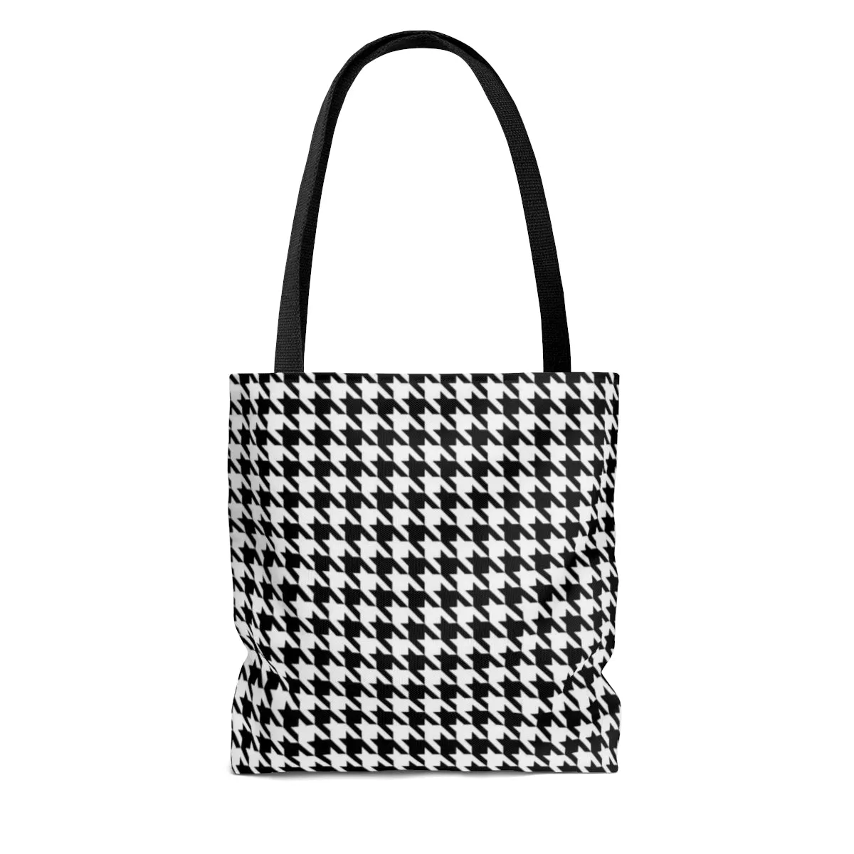 Houndstooth Tote Bag, Black White Cute Canvas Shopping Small Large Travel Reusable Aesthetic Shoulder Bag