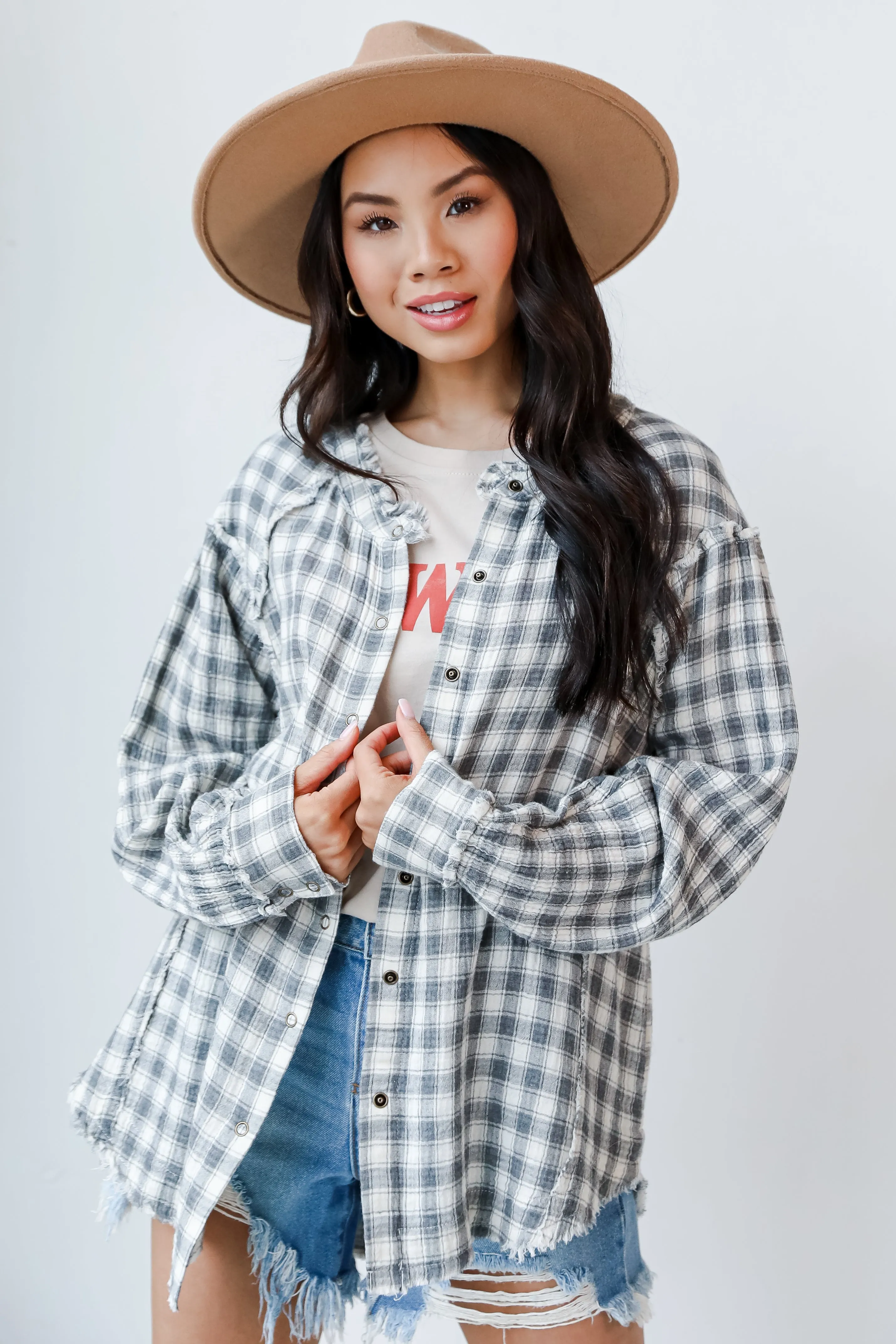 Long Distance Plaid Blouse