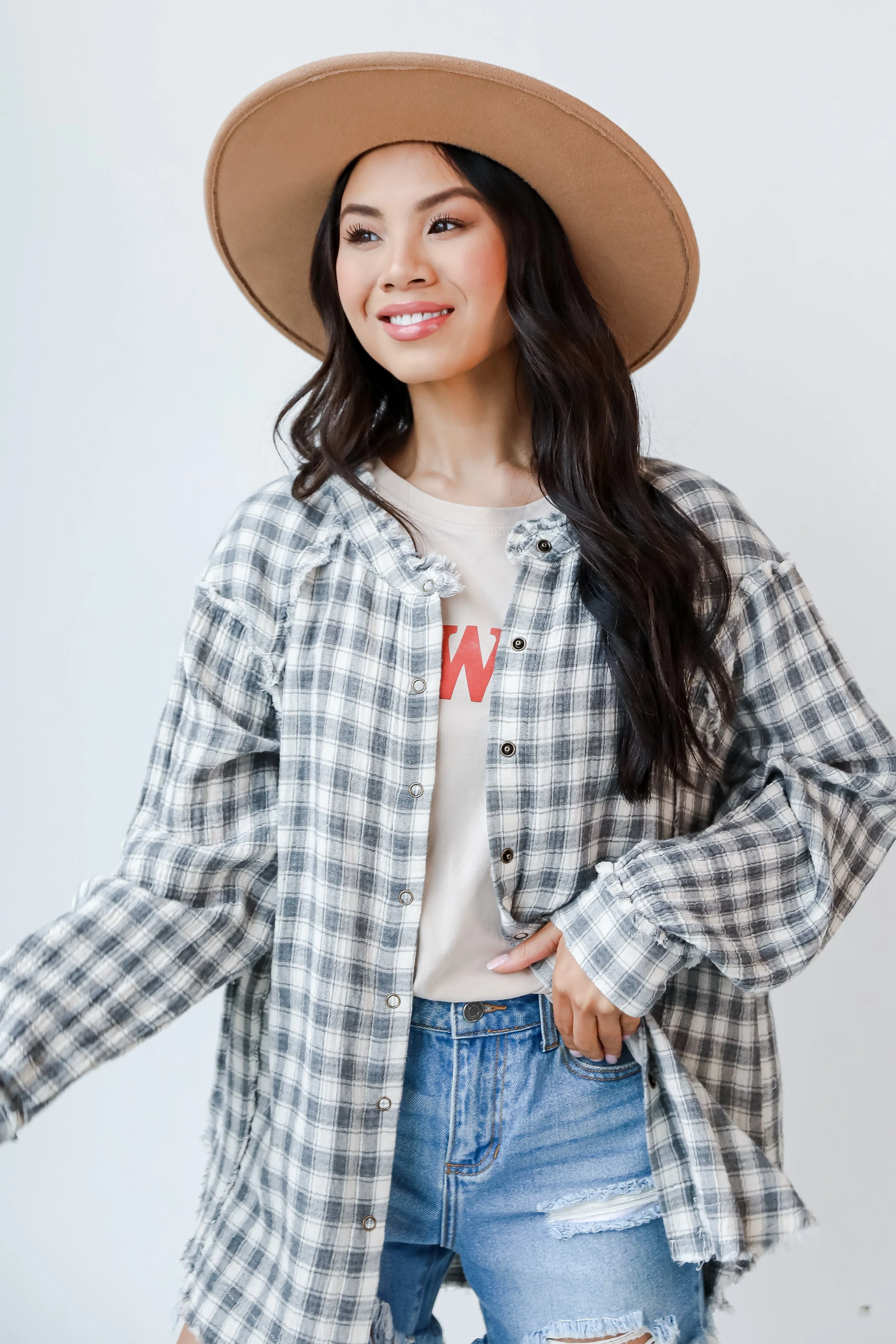 Long Distance Plaid Blouse