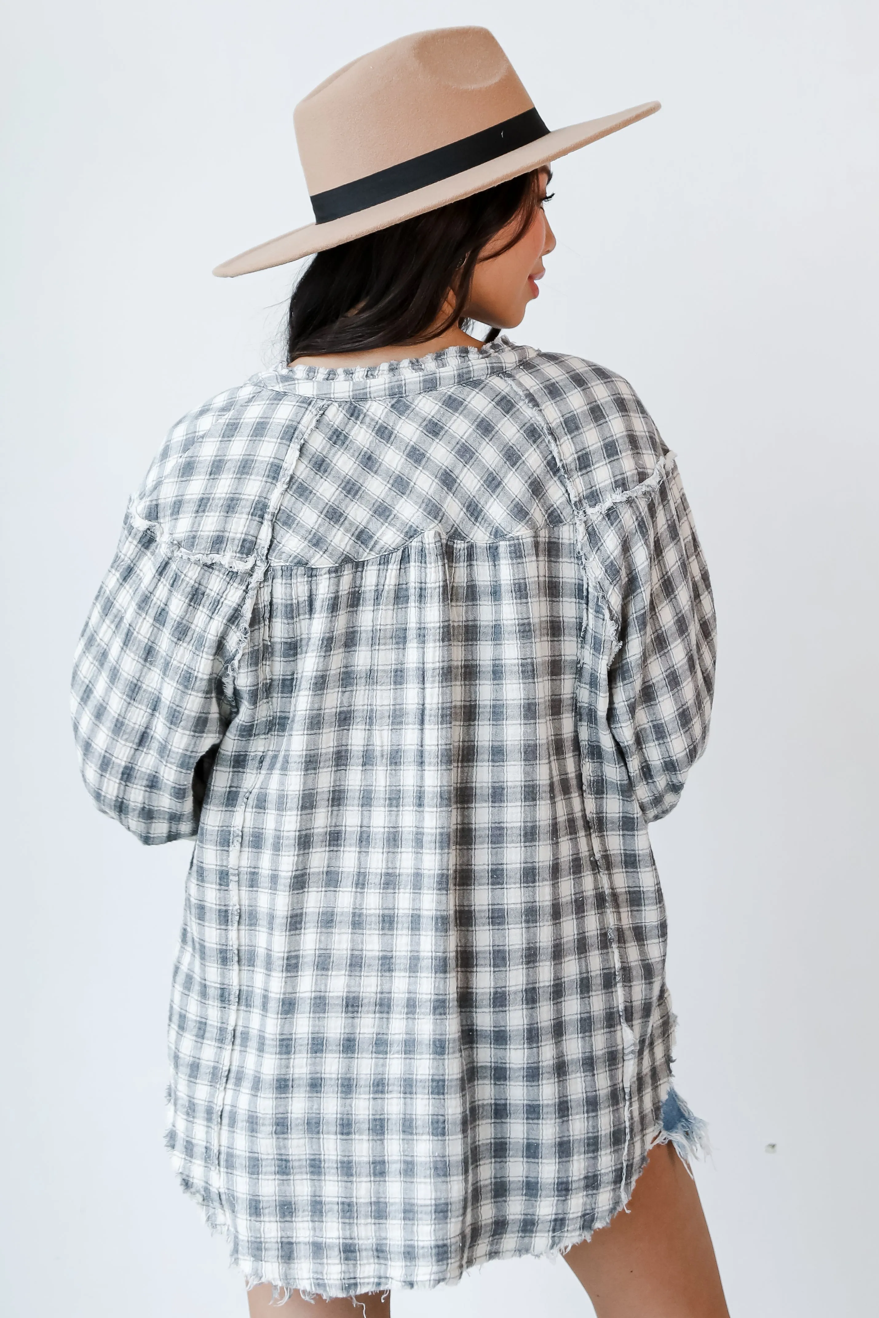 Long Distance Plaid Blouse