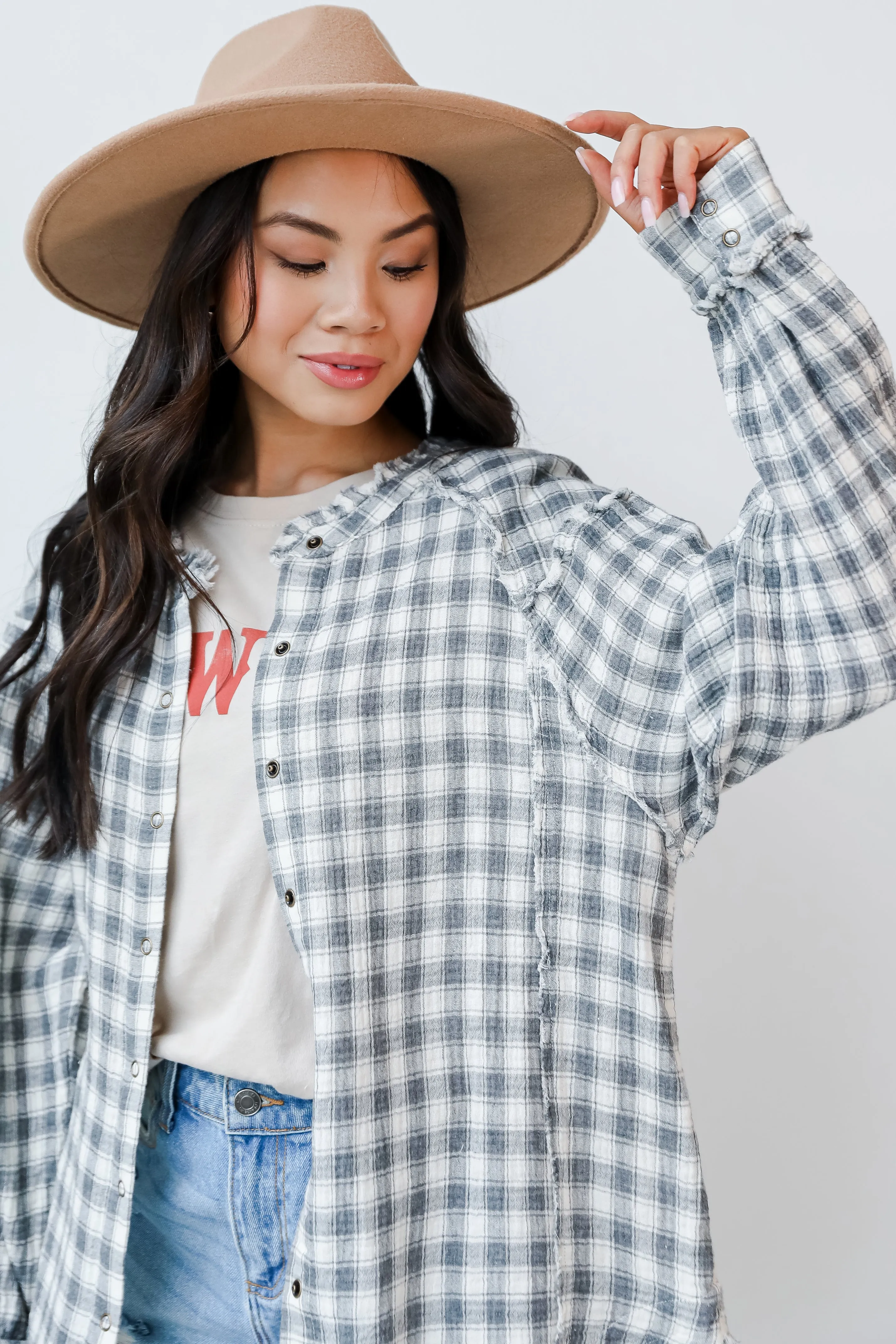 Long Distance Plaid Blouse