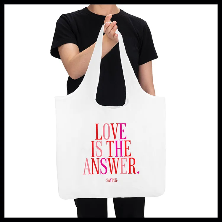 "love is the answer" reusable bag