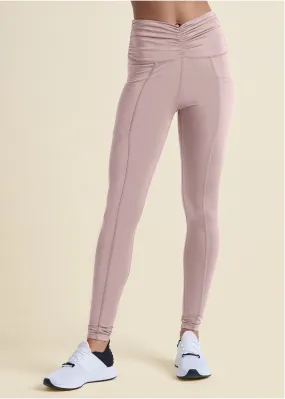 Ruched Waist Leggings - Tan