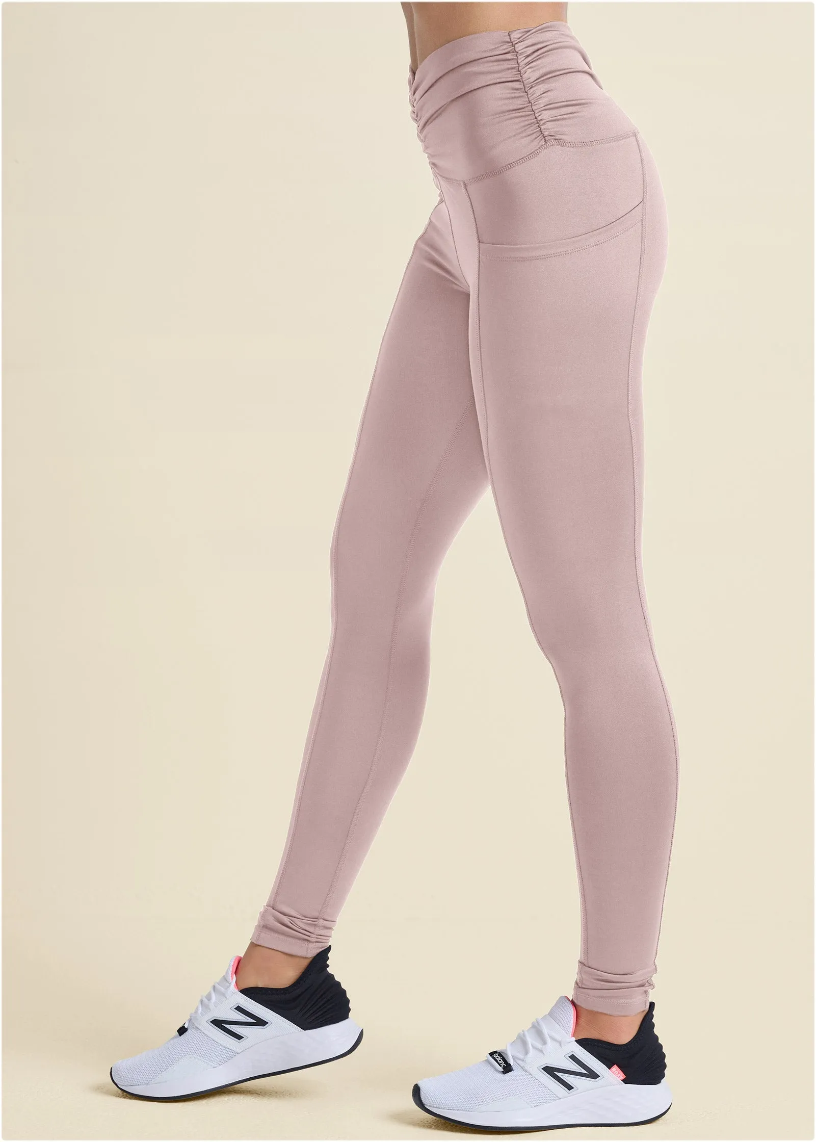Ruched Waist Leggings - Tan
