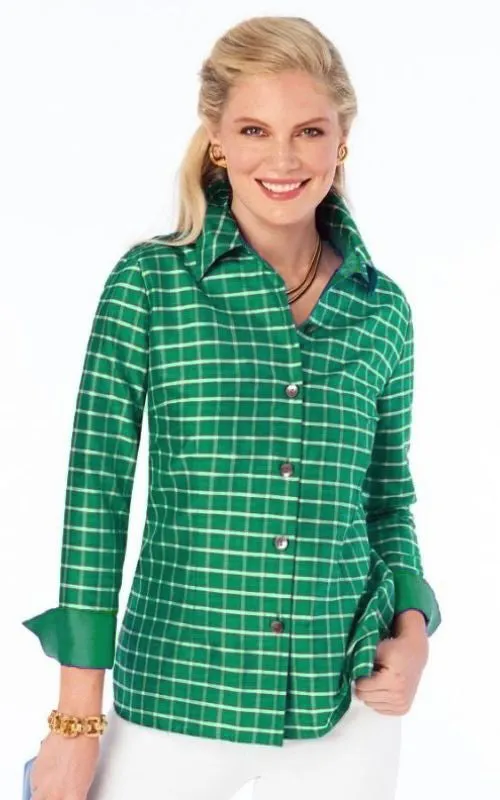 Tattersall Silk Dupioni Plaid Shirt
