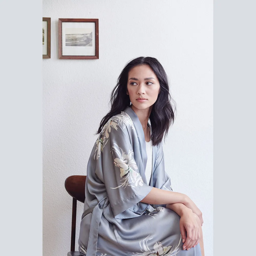 Washable Silk Yuri Short Kimono Robe