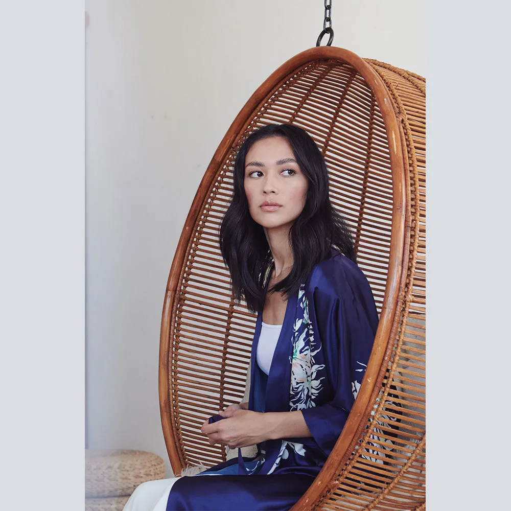 Washable Silk Yuri Short Kimono Robe
