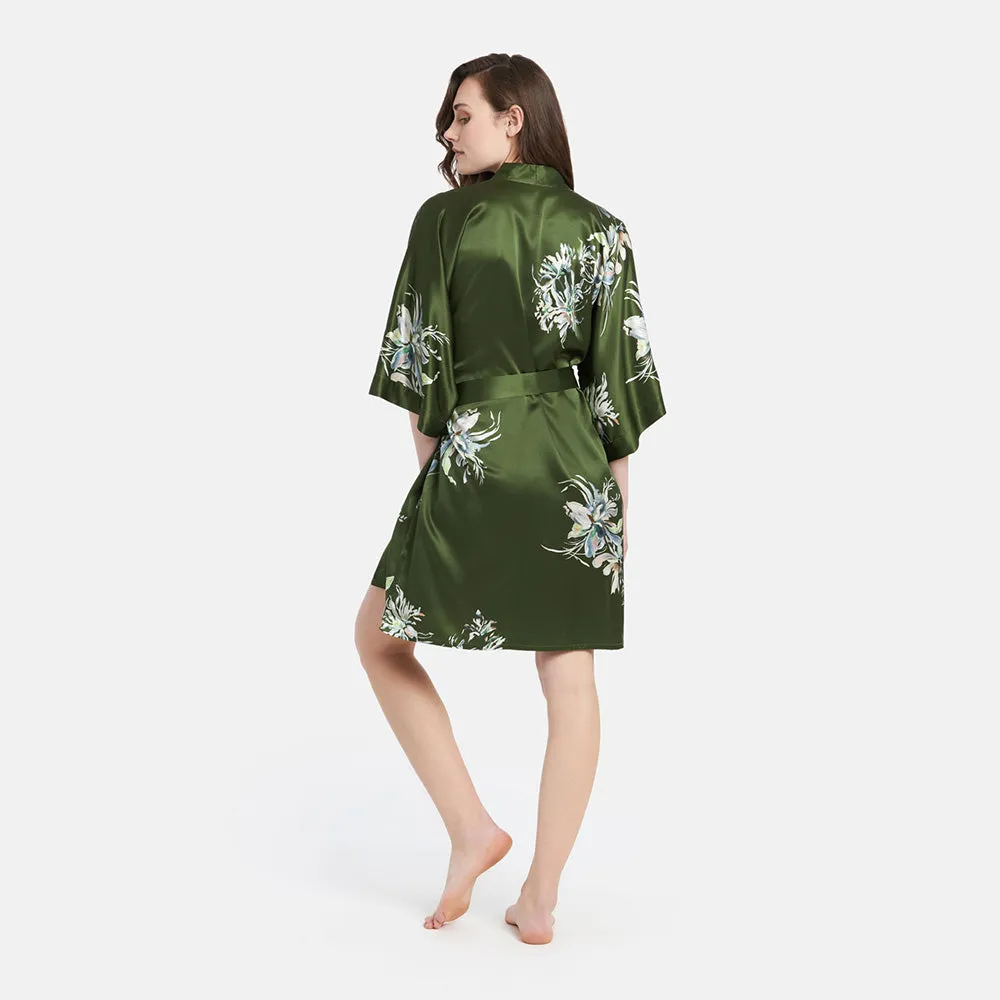 Washable Silk Yuri Short Kimono Robe