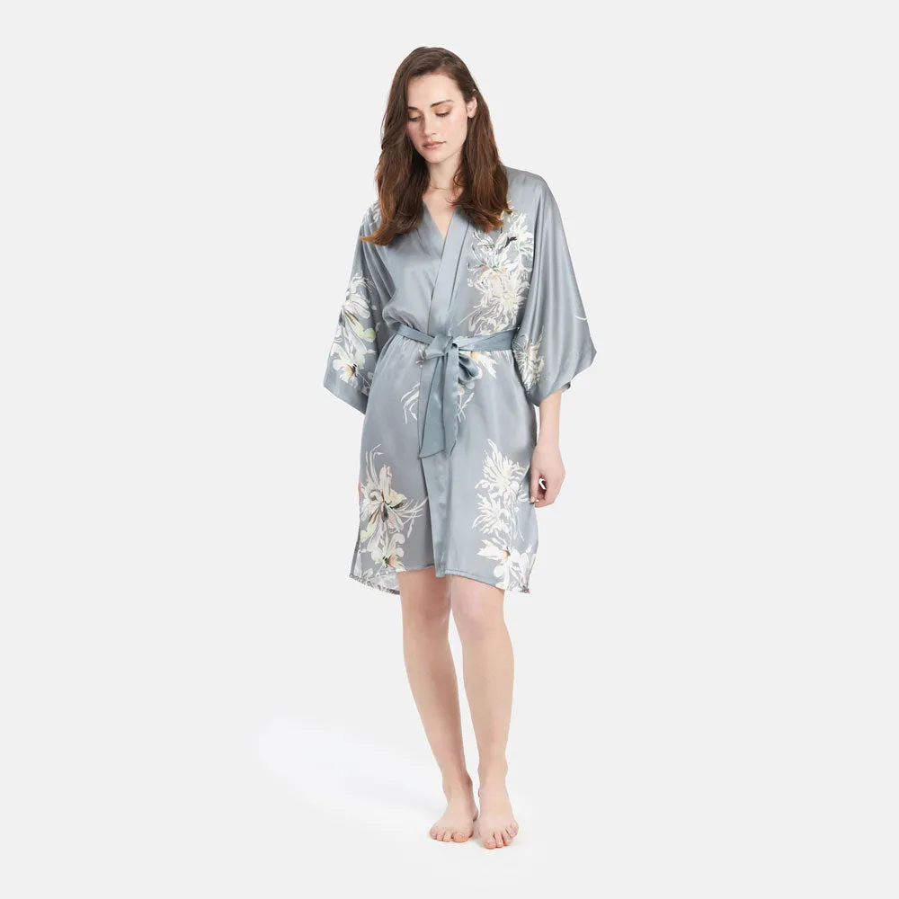 Washable Silk Yuri Short Kimono Robe