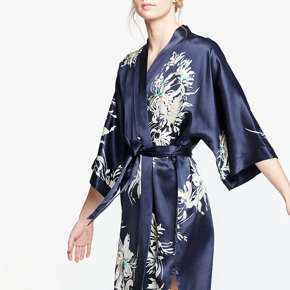 Washable Silk Yuri Short Kimono Robe