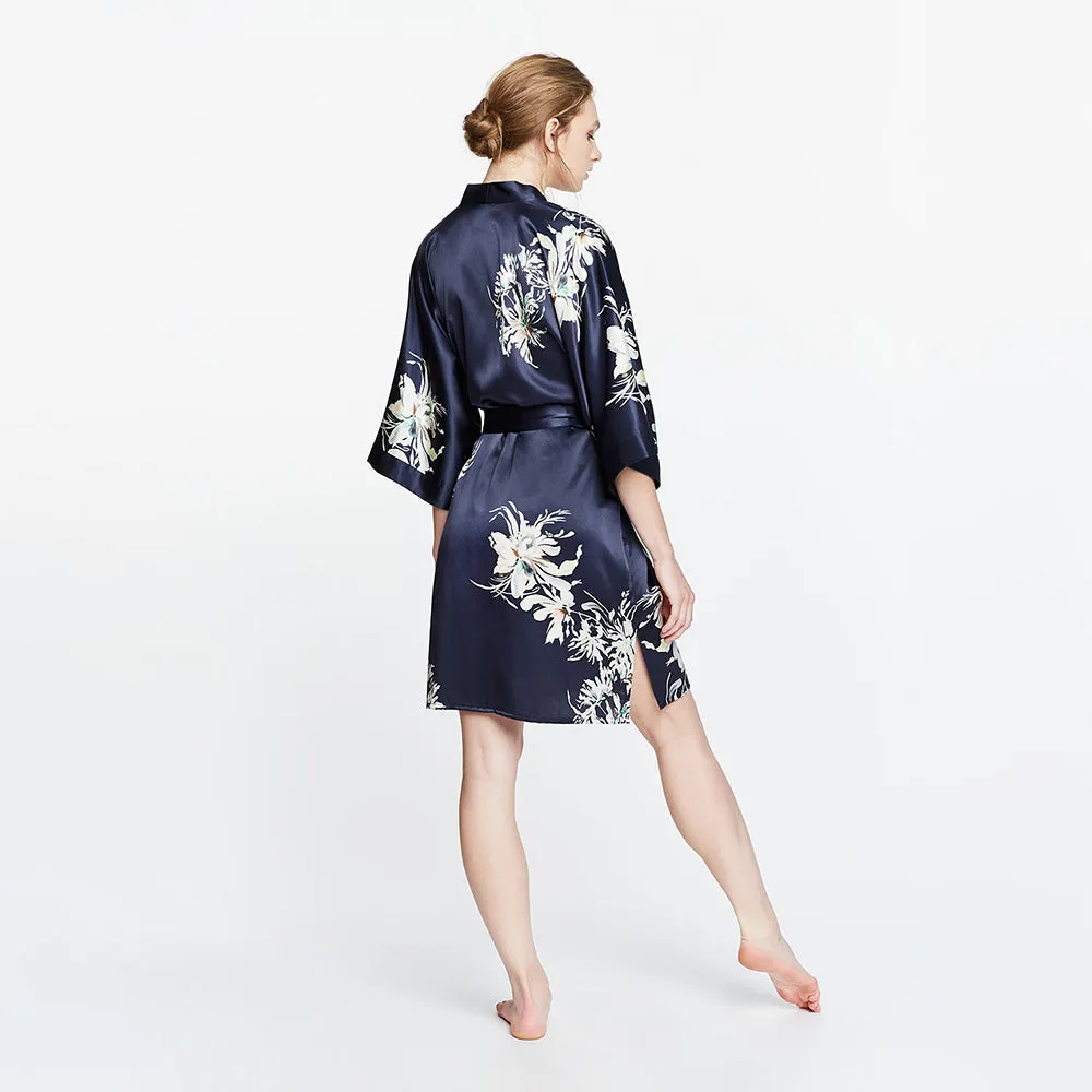 Washable Silk Yuri Short Kimono Robe
