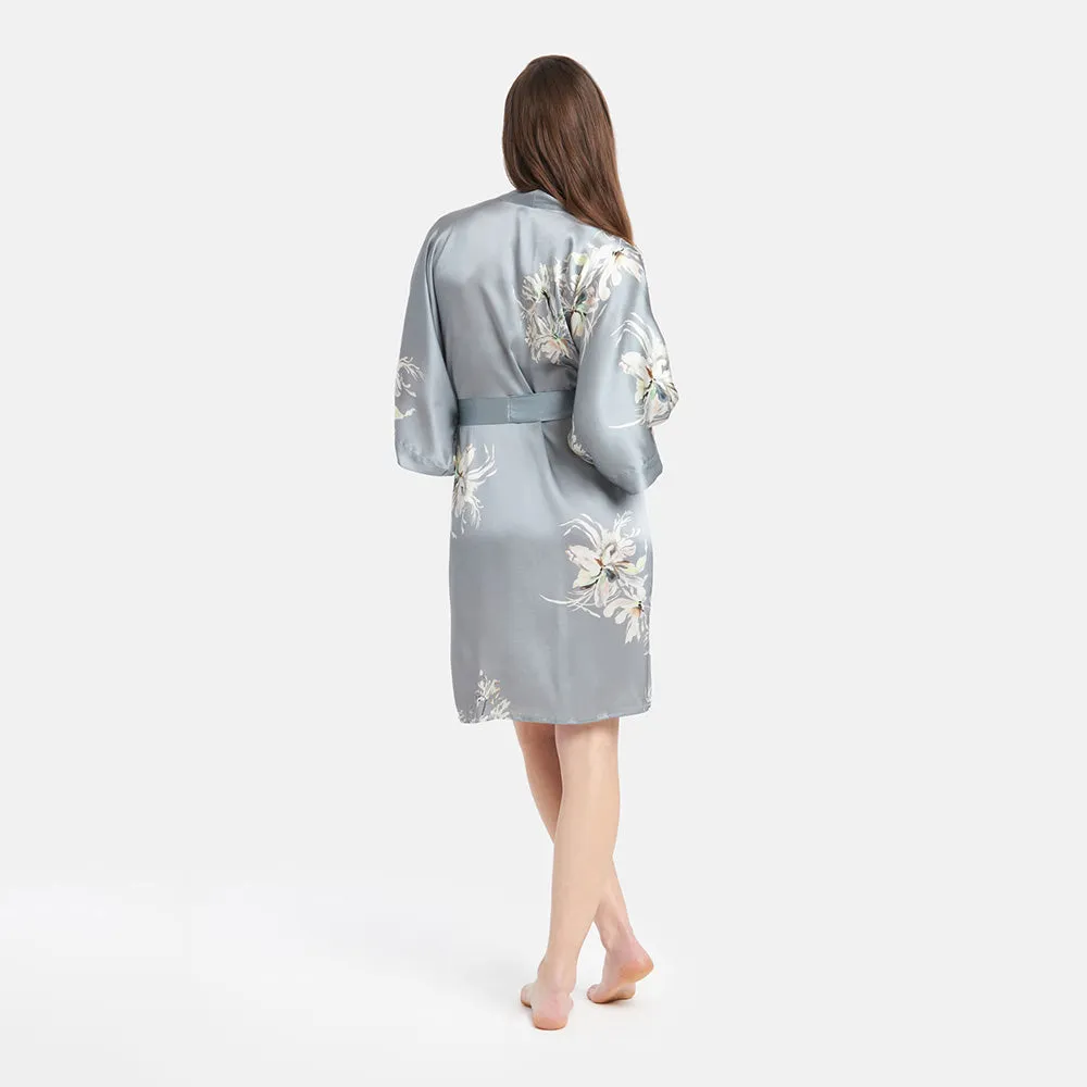 Washable Silk Yuri Short Kimono Robe